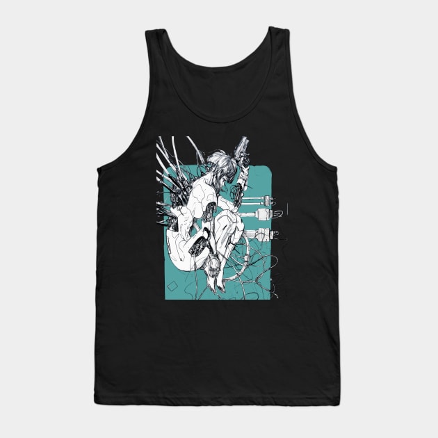 Cyberpunk Ghost Cyborg Girl Tank Top by OWLvision33